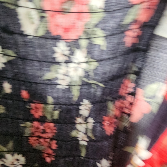 Vintage Floral Sleeveless Dark Navy Button Up Midi Dress - Picture 5 of 7